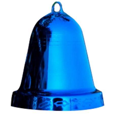 Новогоднее украшение Колокольчик пластик синий (высота 12.5 см)